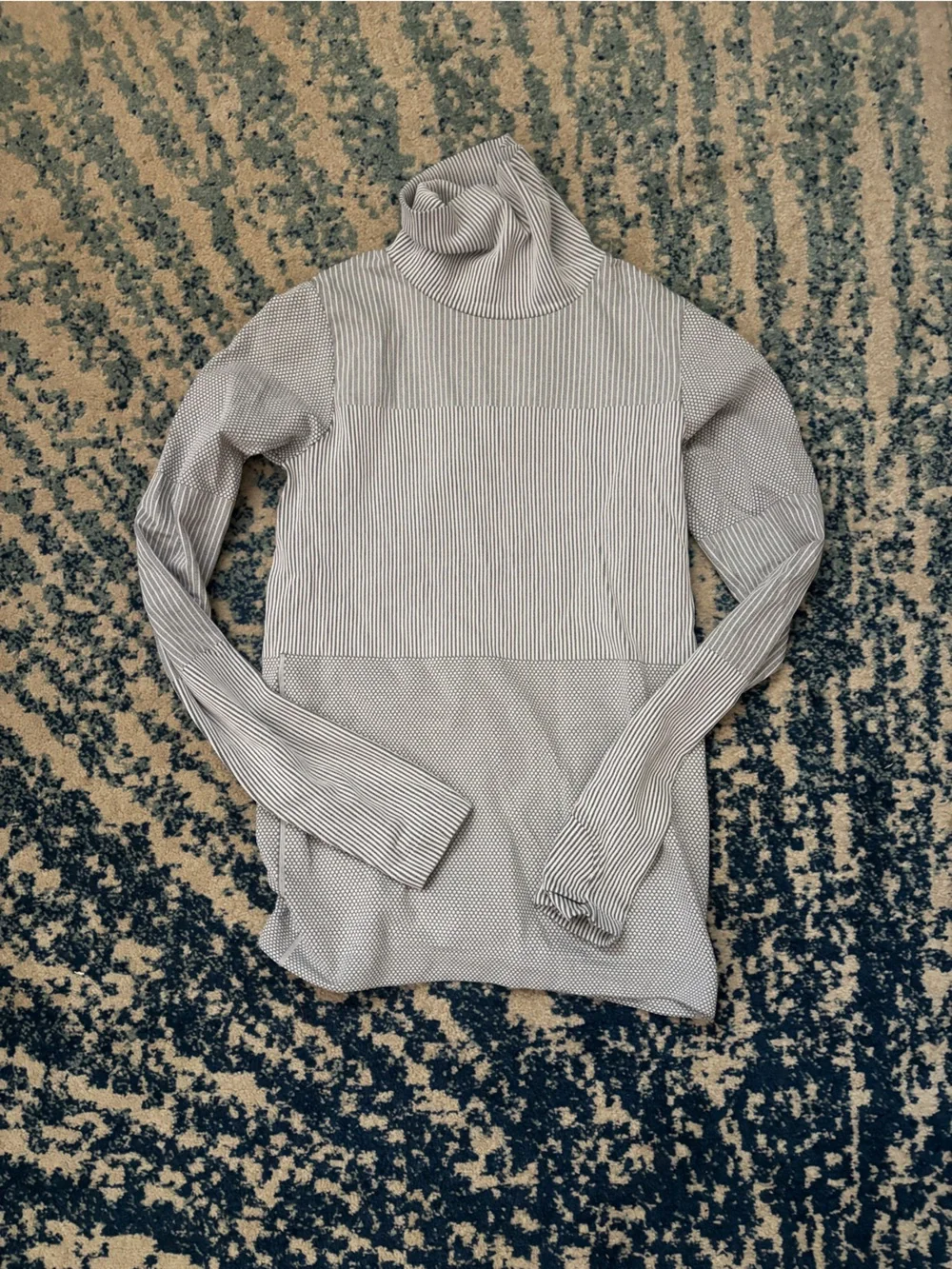 Athleta  Turtleneck Long-Sleeve Stripe Sweater - Light Gray worn once xs
